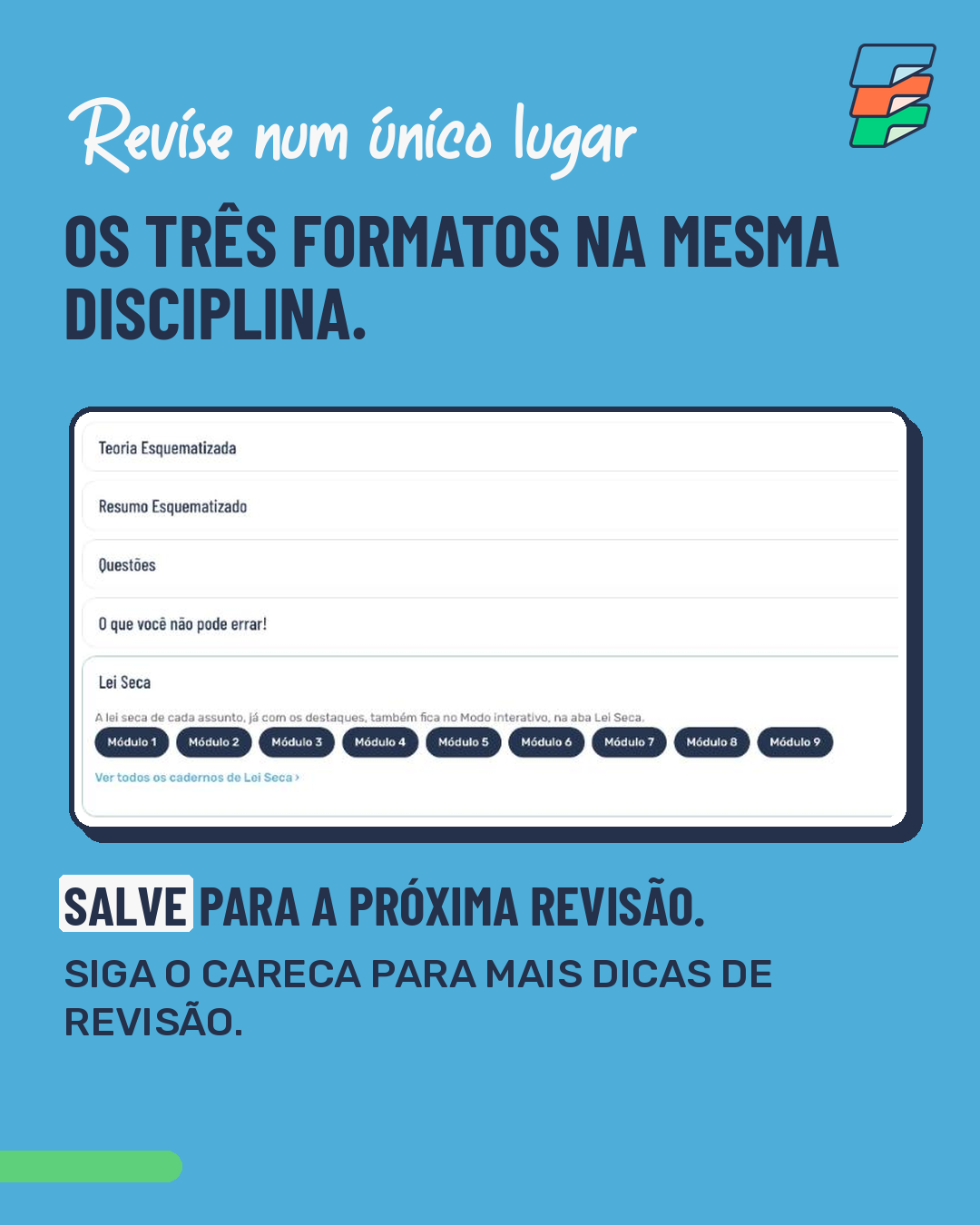 Os três formatos na mesma página da disciplina de Licitações e Contratos na Central de Estudos